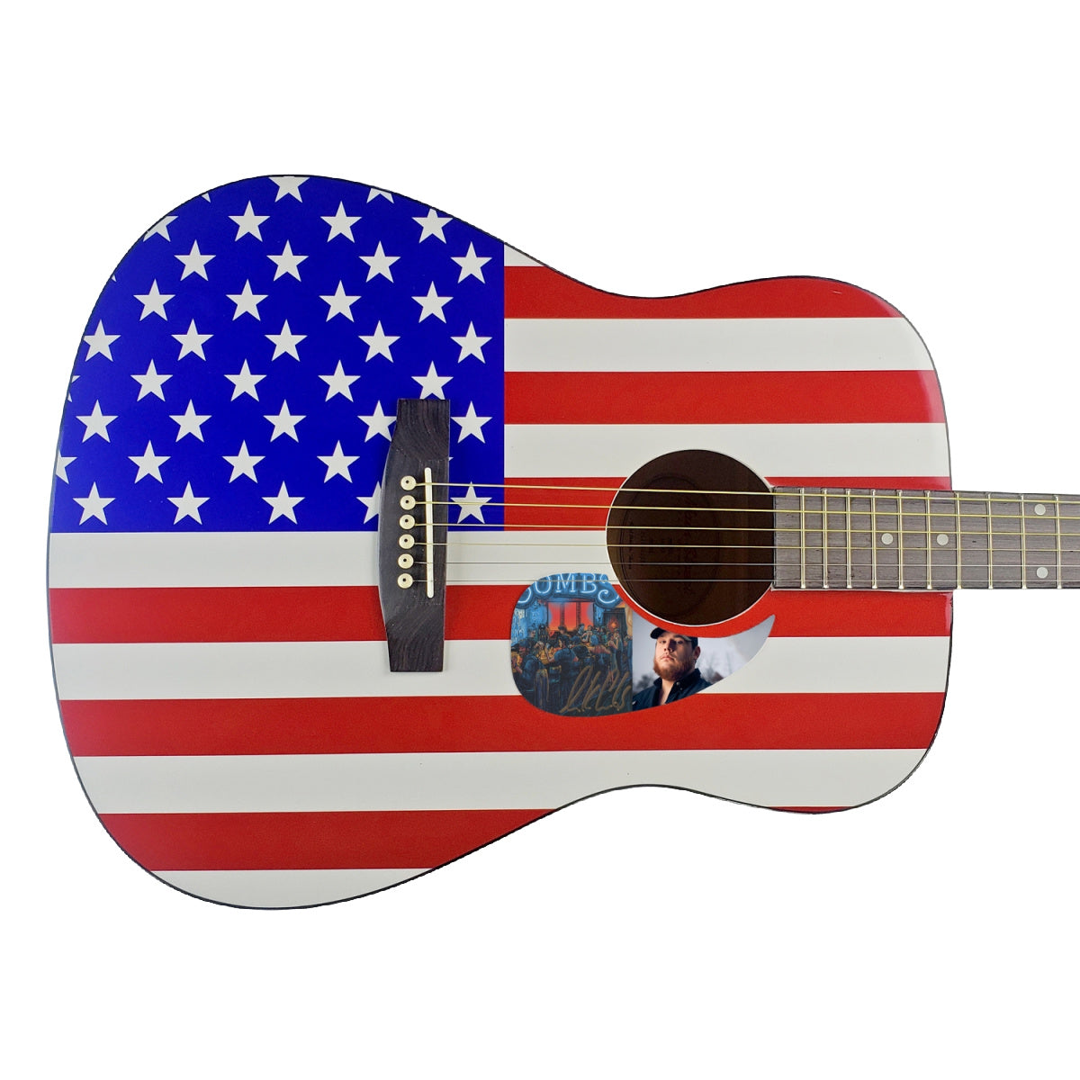 Luke Combs Autographed Signed USA Flag Acoustic Guitar Country Music ACOA