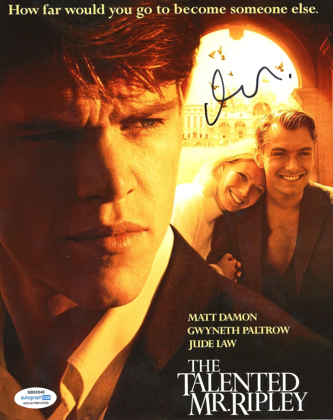 Matt Damon Signed 8x10 Photo The Talented Mr. Ripley Autographed AutographCOA