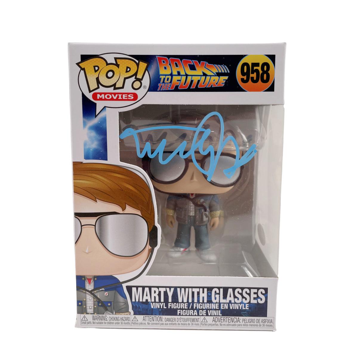 Michael J. Fox Autographed Funko POP Marty w/ Glasses Signed JSA COA Blue