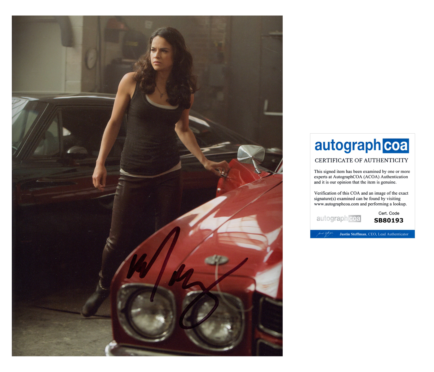 Michelle Rodriguez Signed 8x10 Photo Fast and the Furious Autographed ACOA