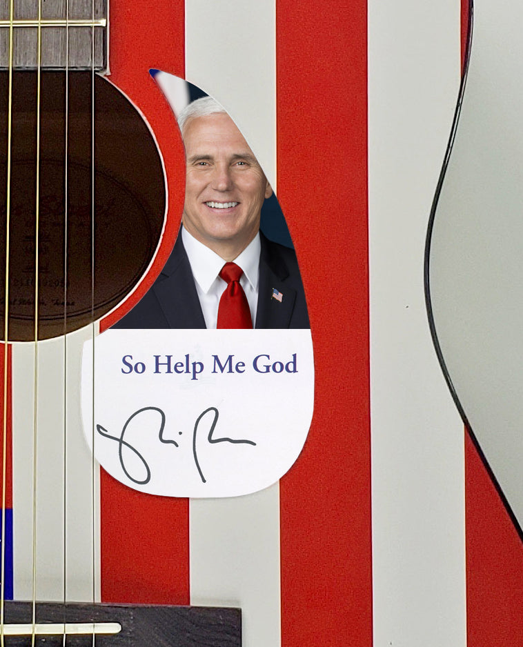 Mike Pence Autographed Signed USA Flag Acoustic Guitar Vice President ACOA
