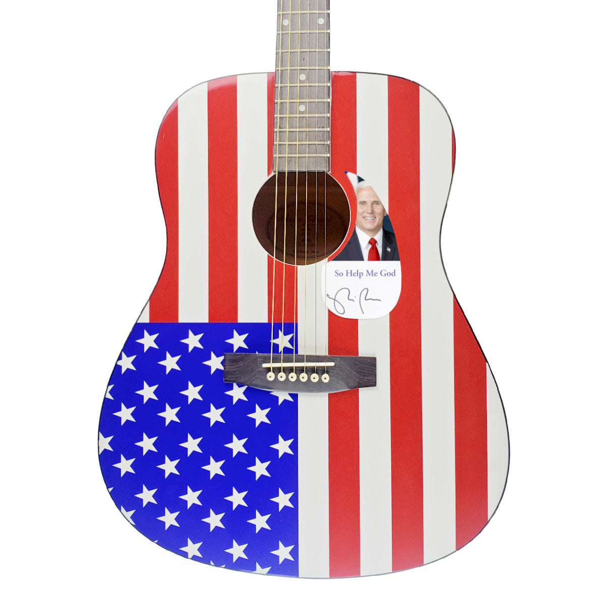 Mike Pence Autographed Signed USA Flag Acoustic Guitar Vice President ACOA