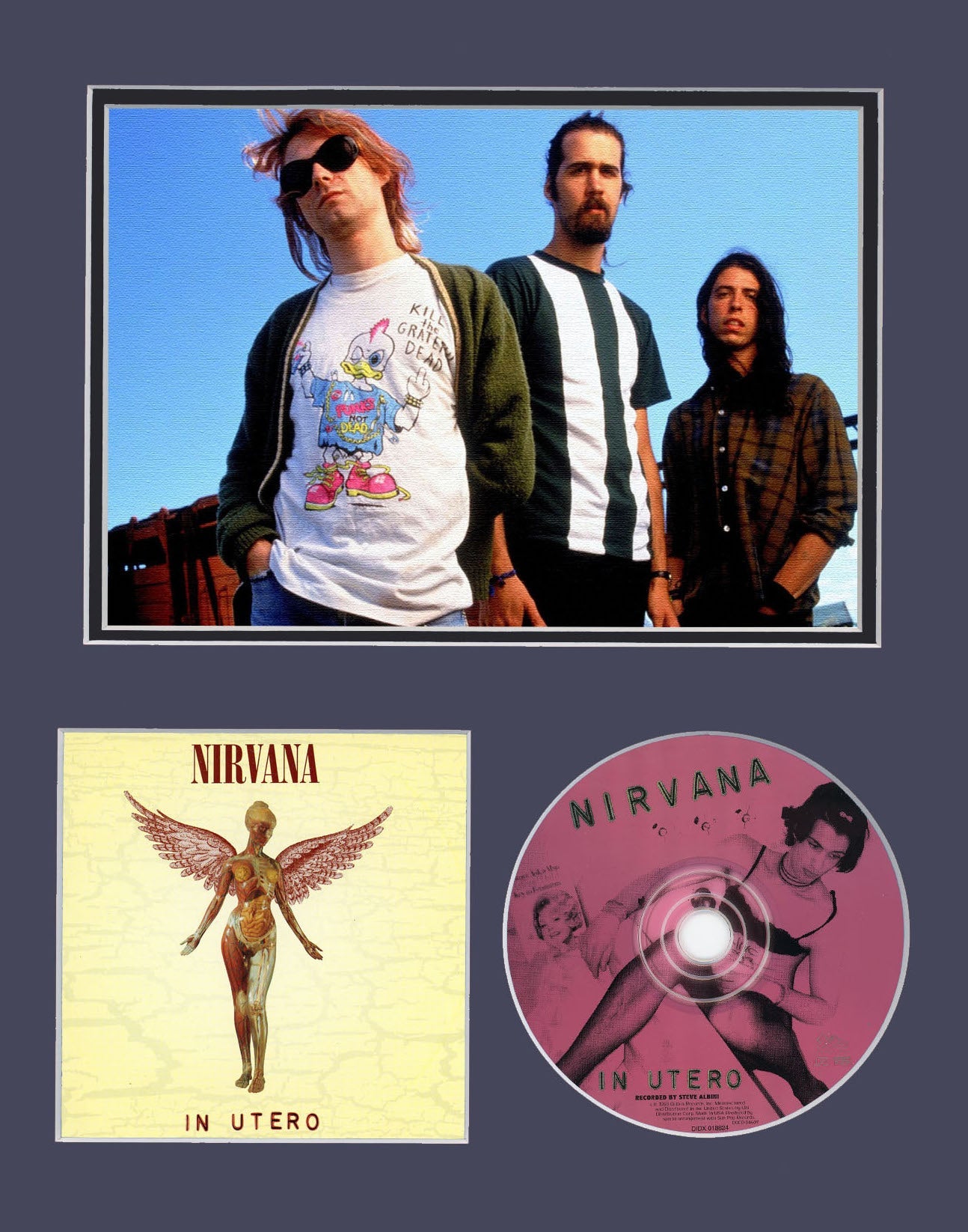 Nirvana In Utero Custom Frame CD Photo Kurt Cobain 90s Grunge Rock