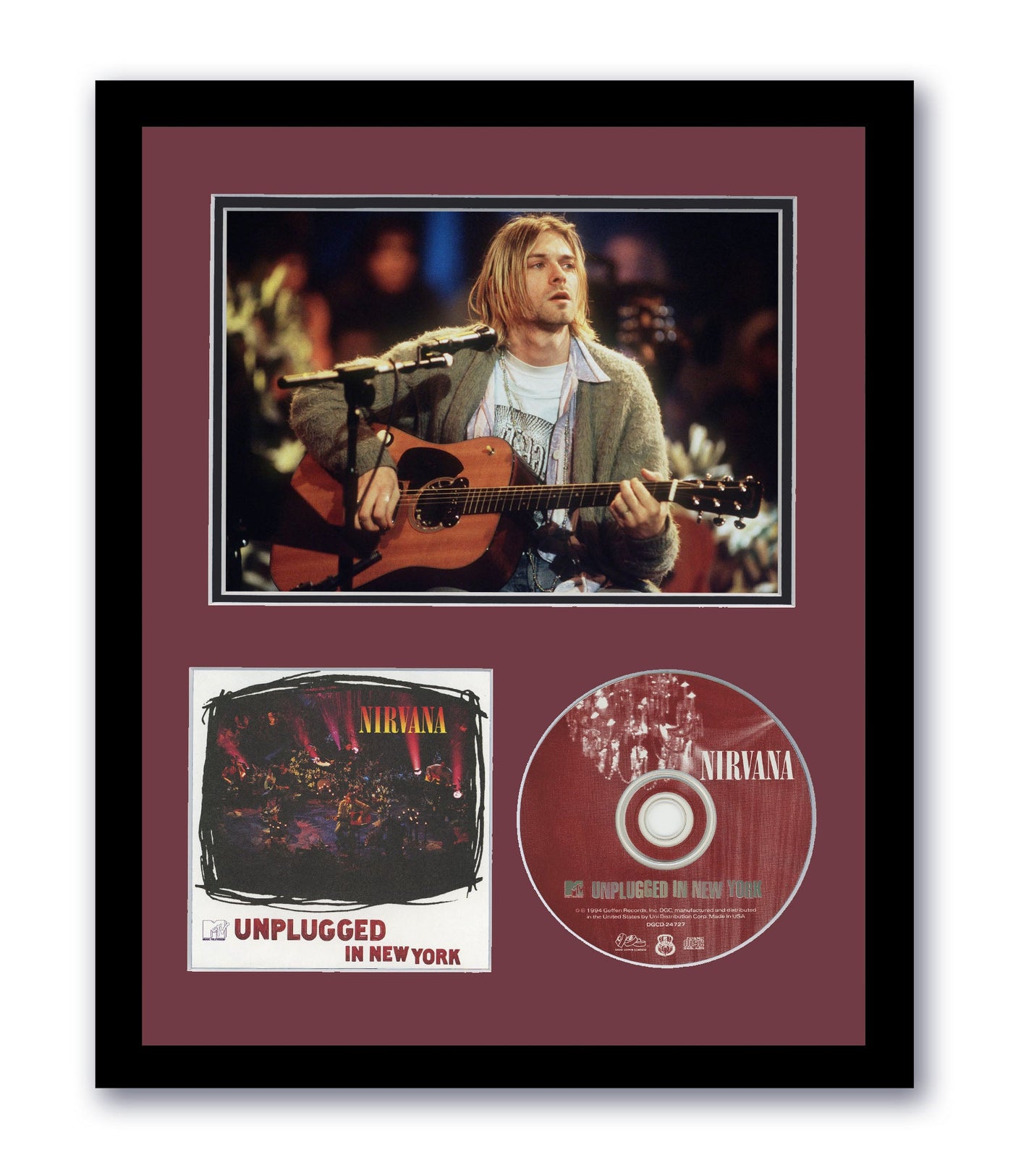 Nirvana Unplugged Custom Framed CD Photo Kurt Cobain MTV