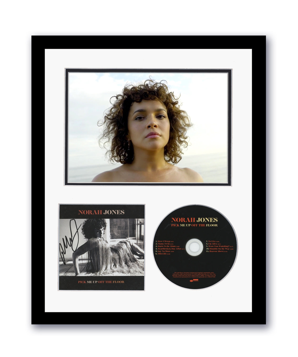 Norah Jones Autograph Signed 11x14 Framed CD Photo Pick Me Up Off The Floor ACOA 4