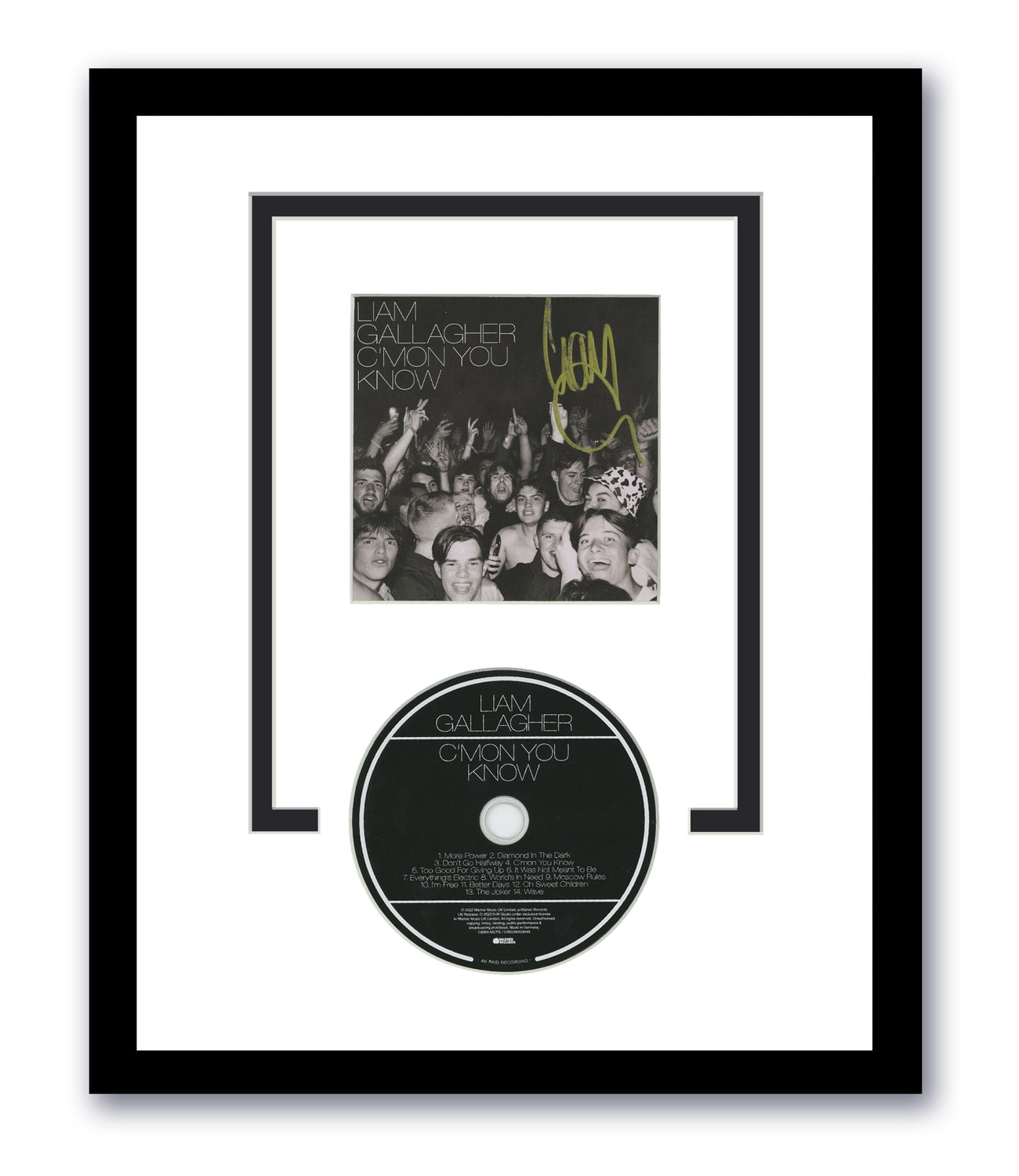 Oasis Liam Gallagher Autograph Signed 11x14 Framed Cd Cmon You Know Acoa Zobie Productions 5180