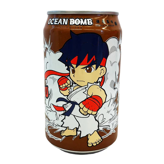 Ocean Bomb Street Fighter Ryu Sparkling Tea - Apple Flavor 11.1oz (330ml)