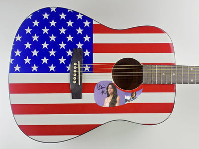Olivia Rodrigo Autographed Signed Acoustic USA Flag Guitar Sour ACOA