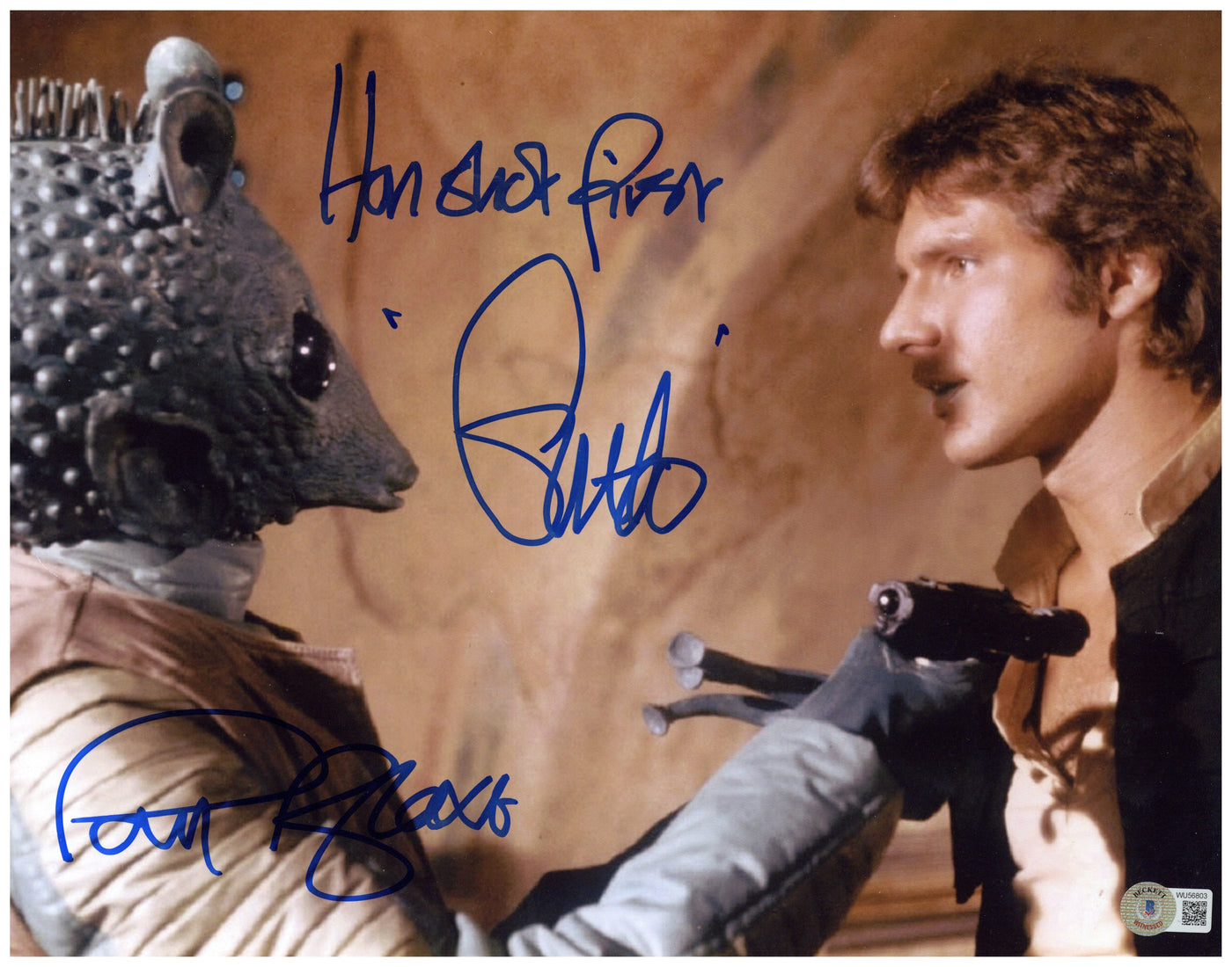 Paul Blake Signed 11x14 Photo Star Wars Greedo Autographed BAS COA