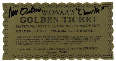 Peter Ostrum Signed Wonka's Golden Replica Ticket - Charlie Bucket Autographed JSA