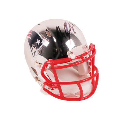 Rob Gronkowski Autographed New England Patriots Chrome Mini Helmet BAS COA