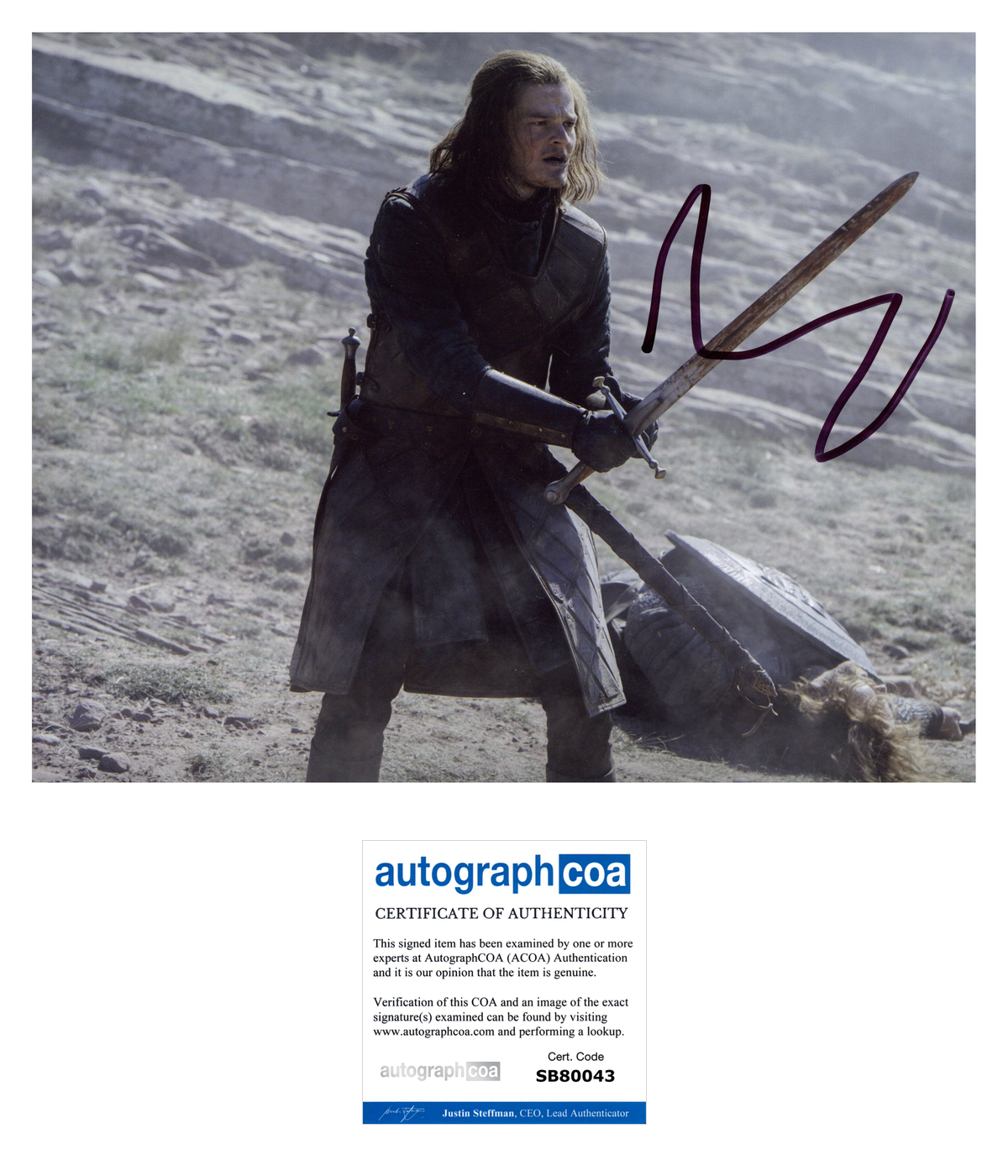 Robert Aramayo Signed 8x10 Photo Game of Thrones Eddard Stark Autographed ACOA 2
