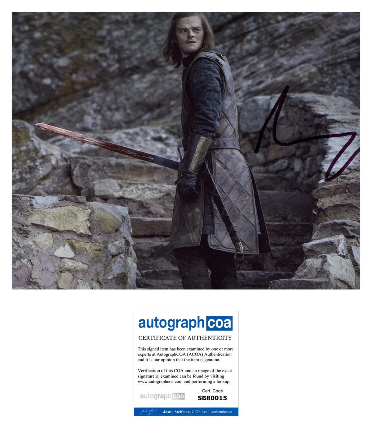 Robert Aramayo Signed 8x10 Photo Game of Thrones Eddard Stark Autographed ACOA