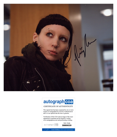 Rooney Mara Signed 8x10 Photo The Girl with the Dragon Tattoo Autographed ACOA 2