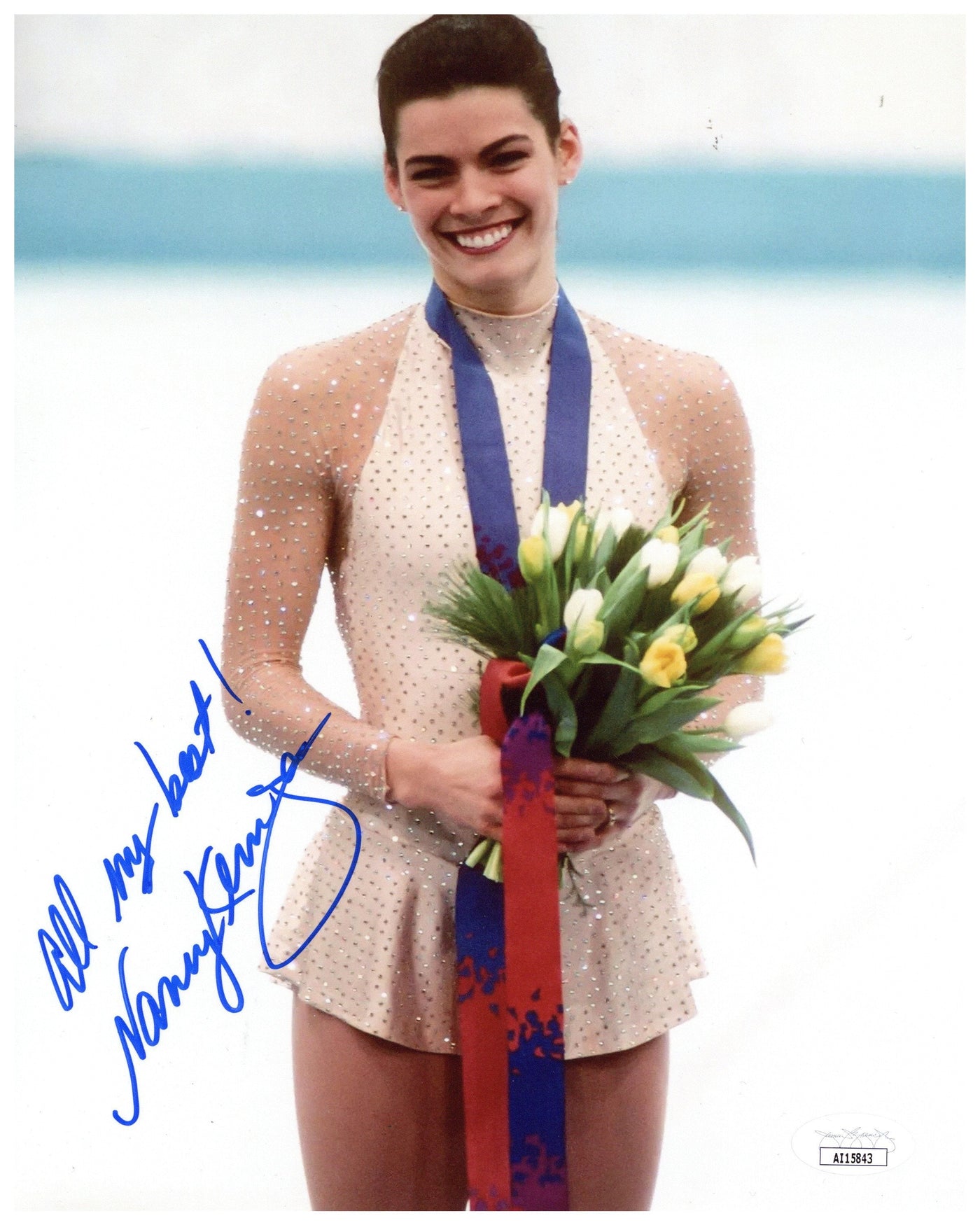 SPECIAL Nancy Kerrigan Signed 8x10 Photo American Figure Skater Autographed JSA COA Pose 3