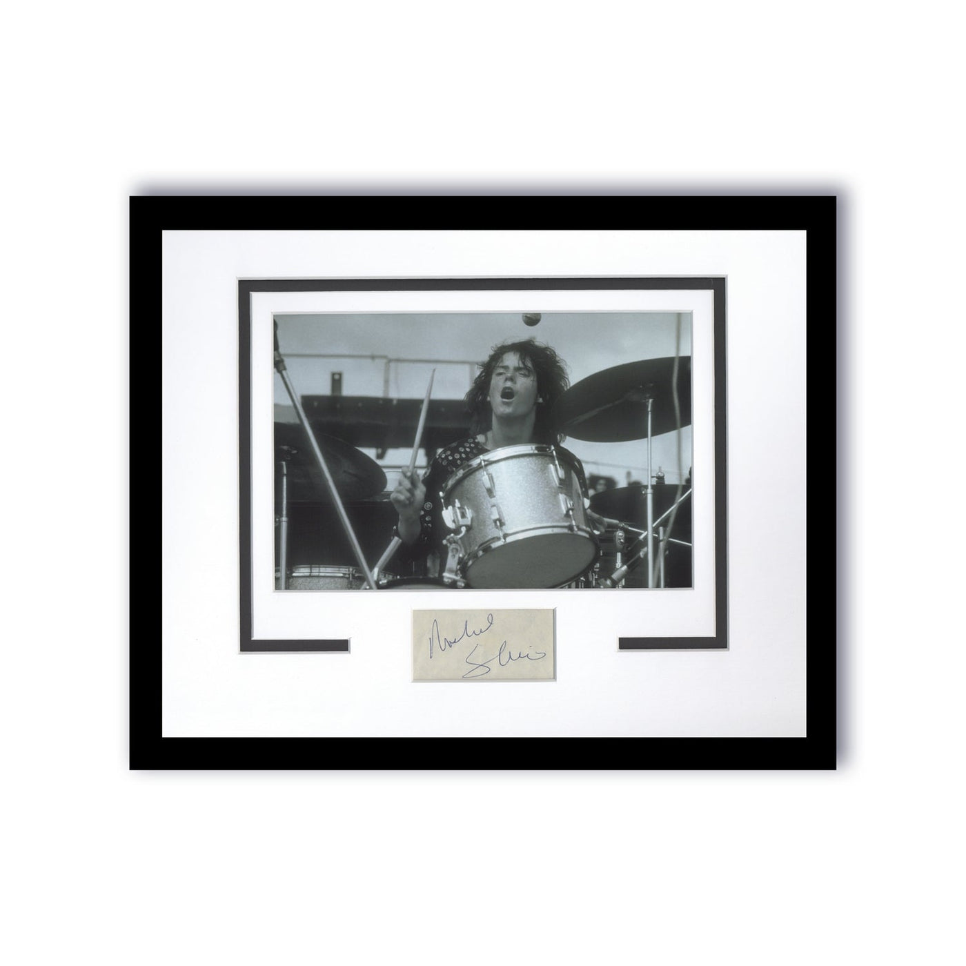 Santana Michael Shrieve Autographed 11x14 Framed Photo Woodstock Drummer ACOA