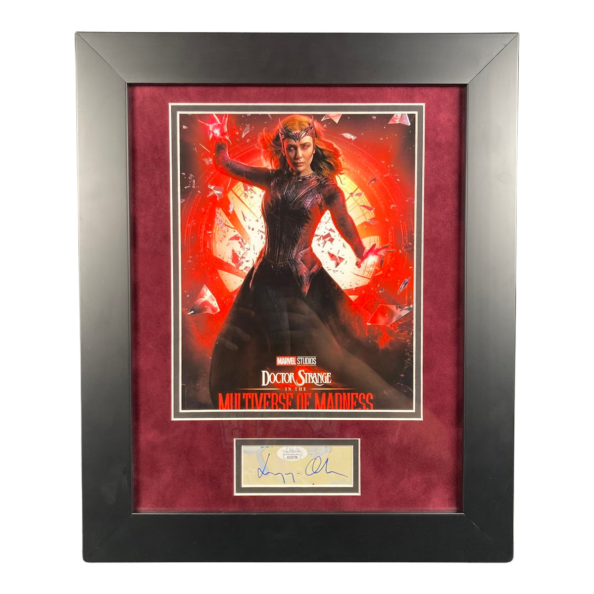 Scarlet Witch Memorabilia: Elizabeth Olsen Signed Cut from Wandavision JSA COA