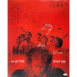 Image of Sophia Lillis Finn Wolfhard Jeremy Ray Taylor SIGNED 16x20 Photo IT Cast Autographed JSA