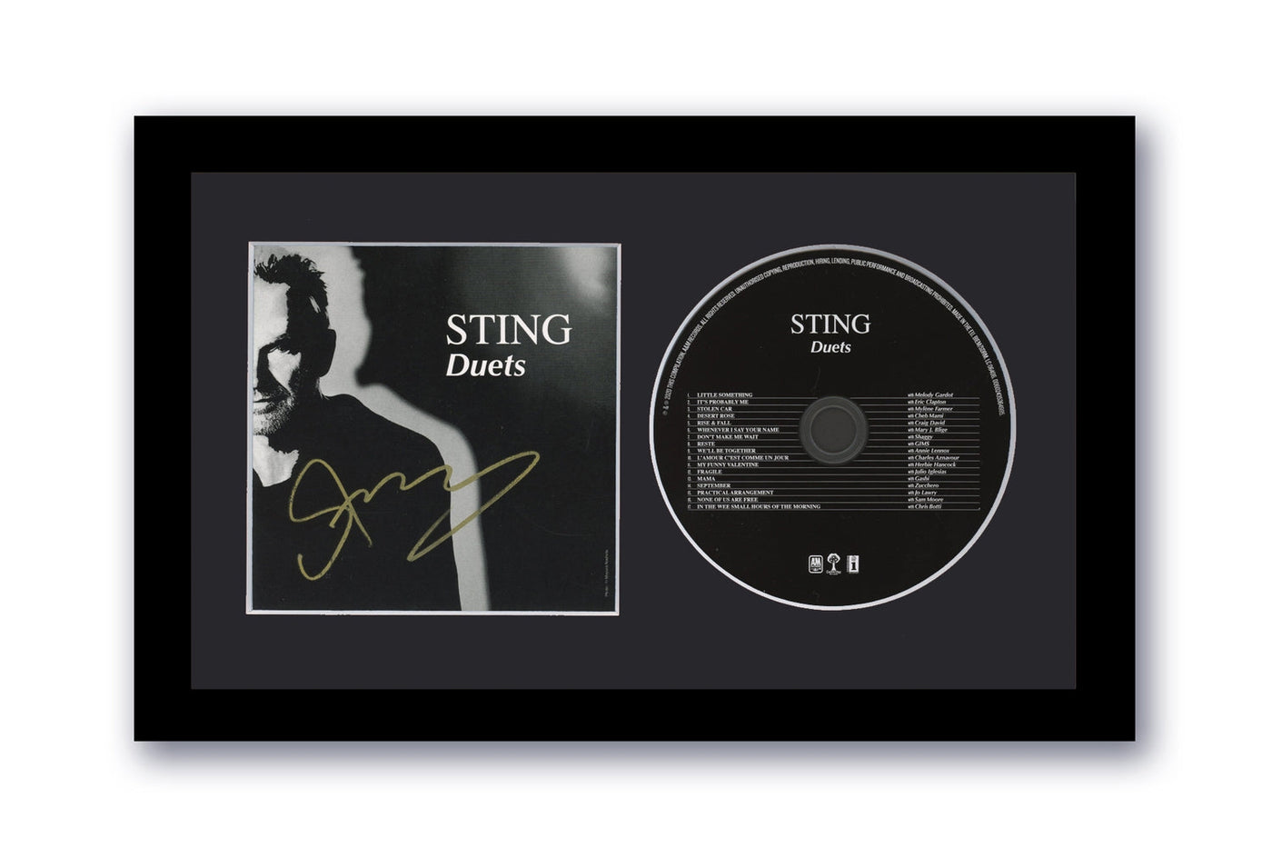 Sting Autographed Duets CD: 7x12 Custom Framed - ACOA Certified