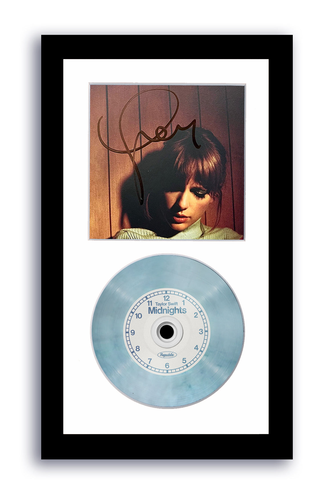 Taylor Swift Autographed 7x12 Custom Framed CD Midnights Moonstone ACOA