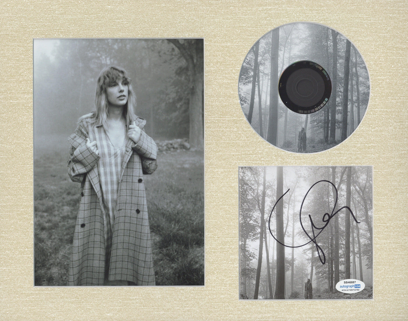 Taylor Swift Signed Folklore CD Cover Framed Autographed ACOA 3