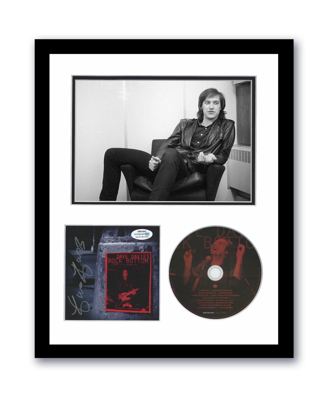 The Kinks Dave Davies Autographed Signed 11x14 Framed CD Photo Rock Bottom ACOA 6