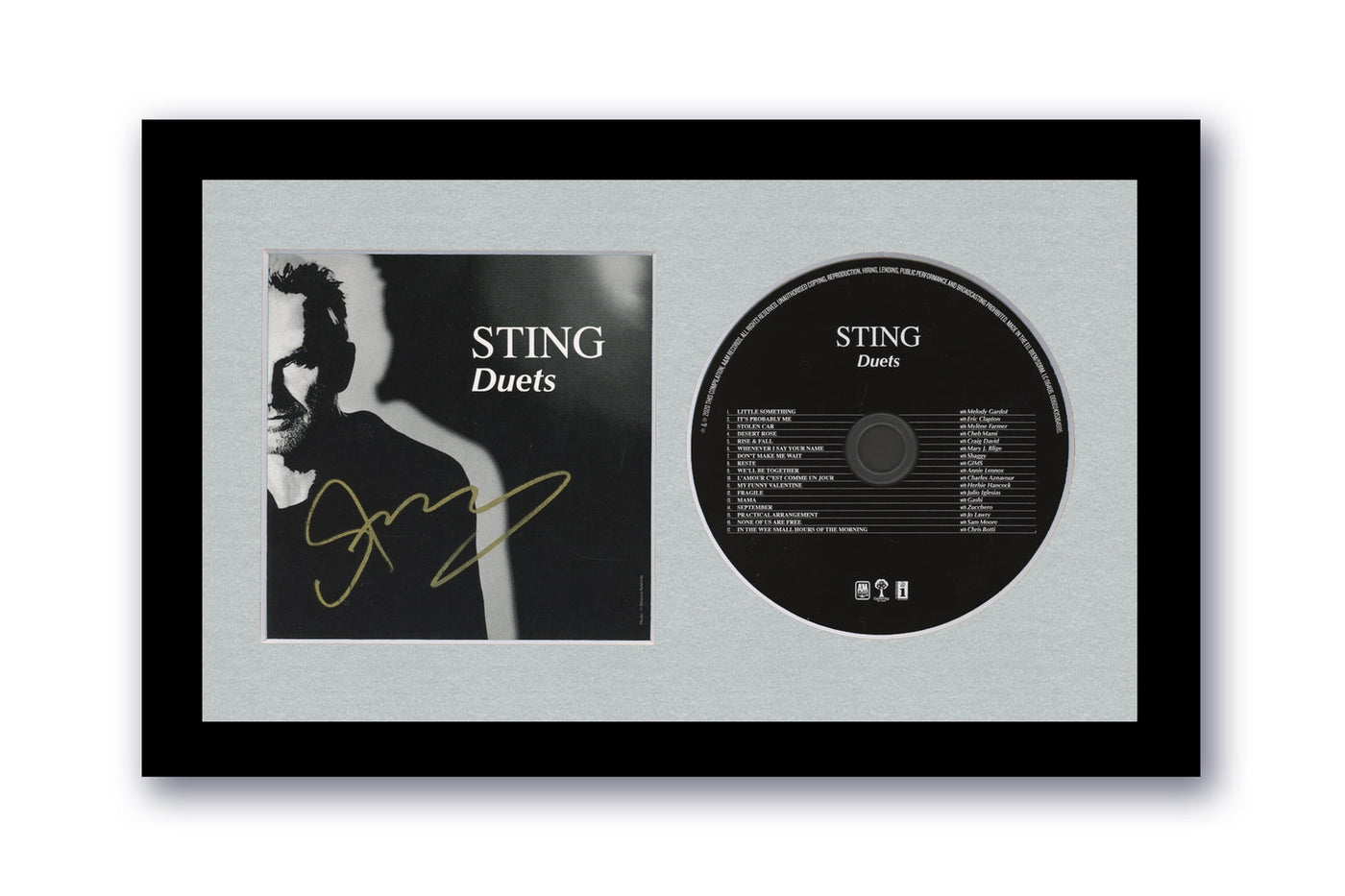 The Police's Iconic Duets: Sting Autographed CD & Custom Frame - ACOA Coa