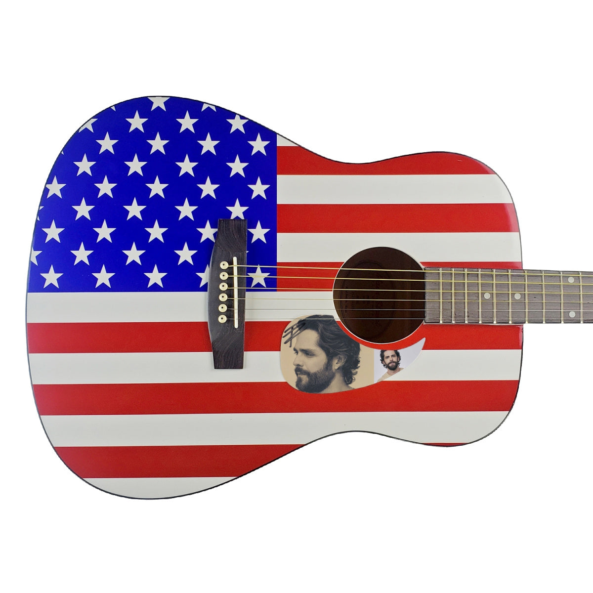 Thomas Rhett Autographed Signed USA Flag Acoustic Guitar Country Music ACOA