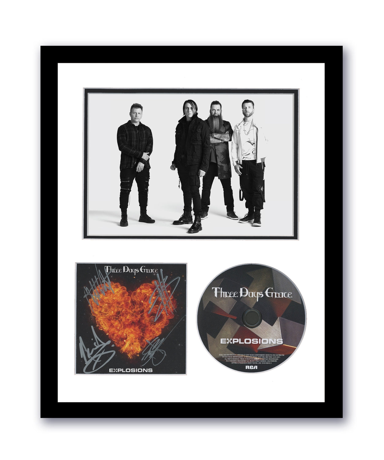 Three Days Grace Autographed Signed 11x14 Framed CD Explosions ACOA 6