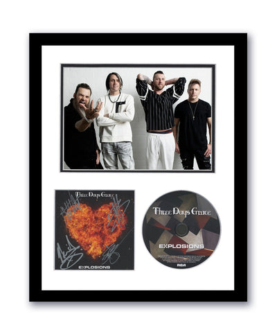 Three Days Grace Autographed Signed 11x14 Framed CD Explosions ACOA 8