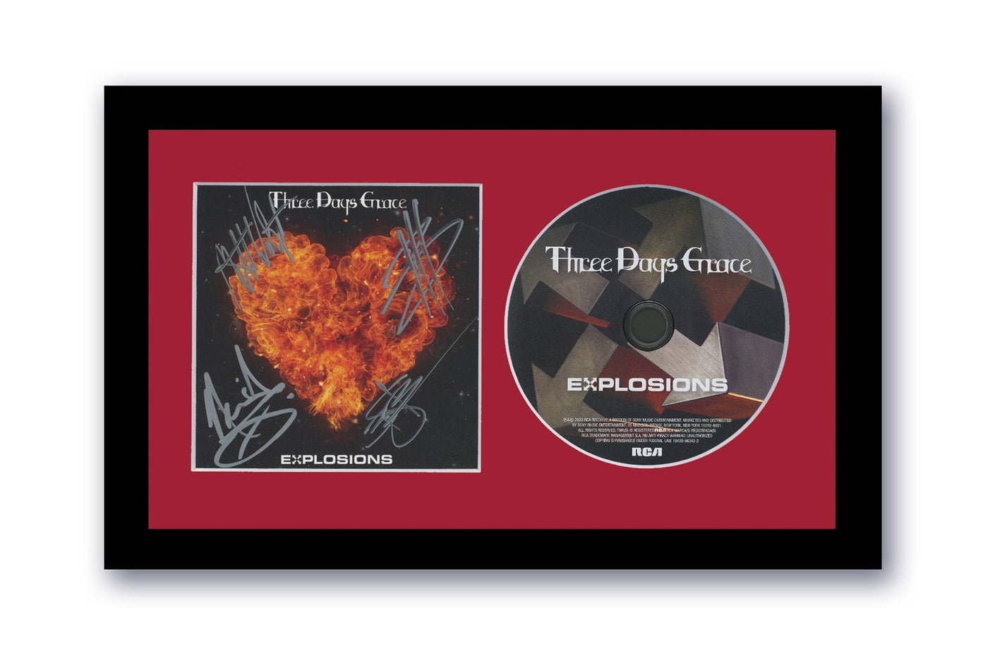 Three Days Grace Autographed Signed 7x12 Framed CD Explosions ACOA 3