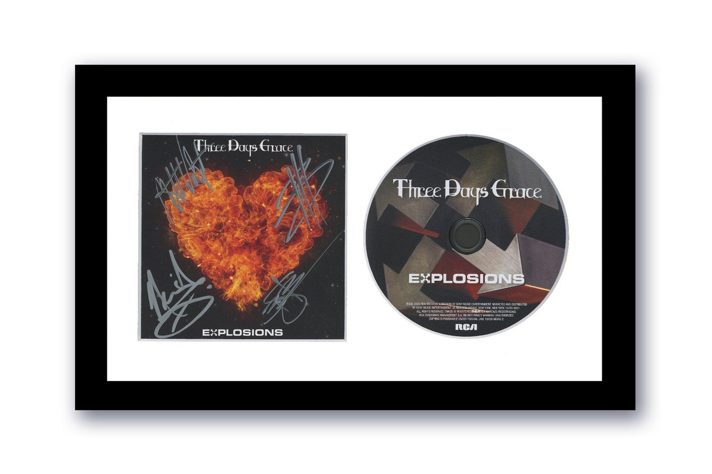Three Days Grace Autographed Signed 7x12 Framed CD Explosions ACOA 4