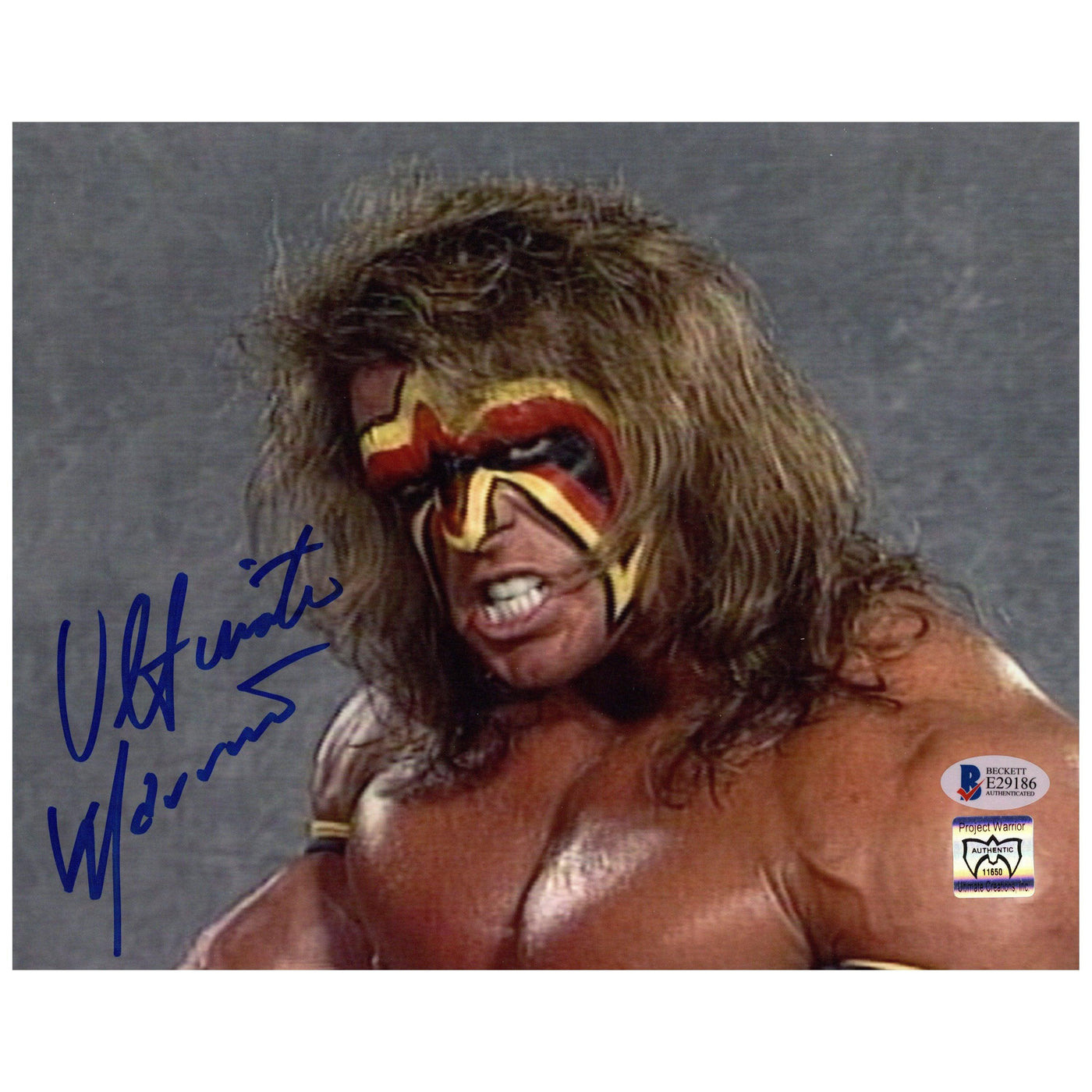 Ultimate Warrior Signed 8x10 Photo WWE HOF Autographed WWF BAS COA