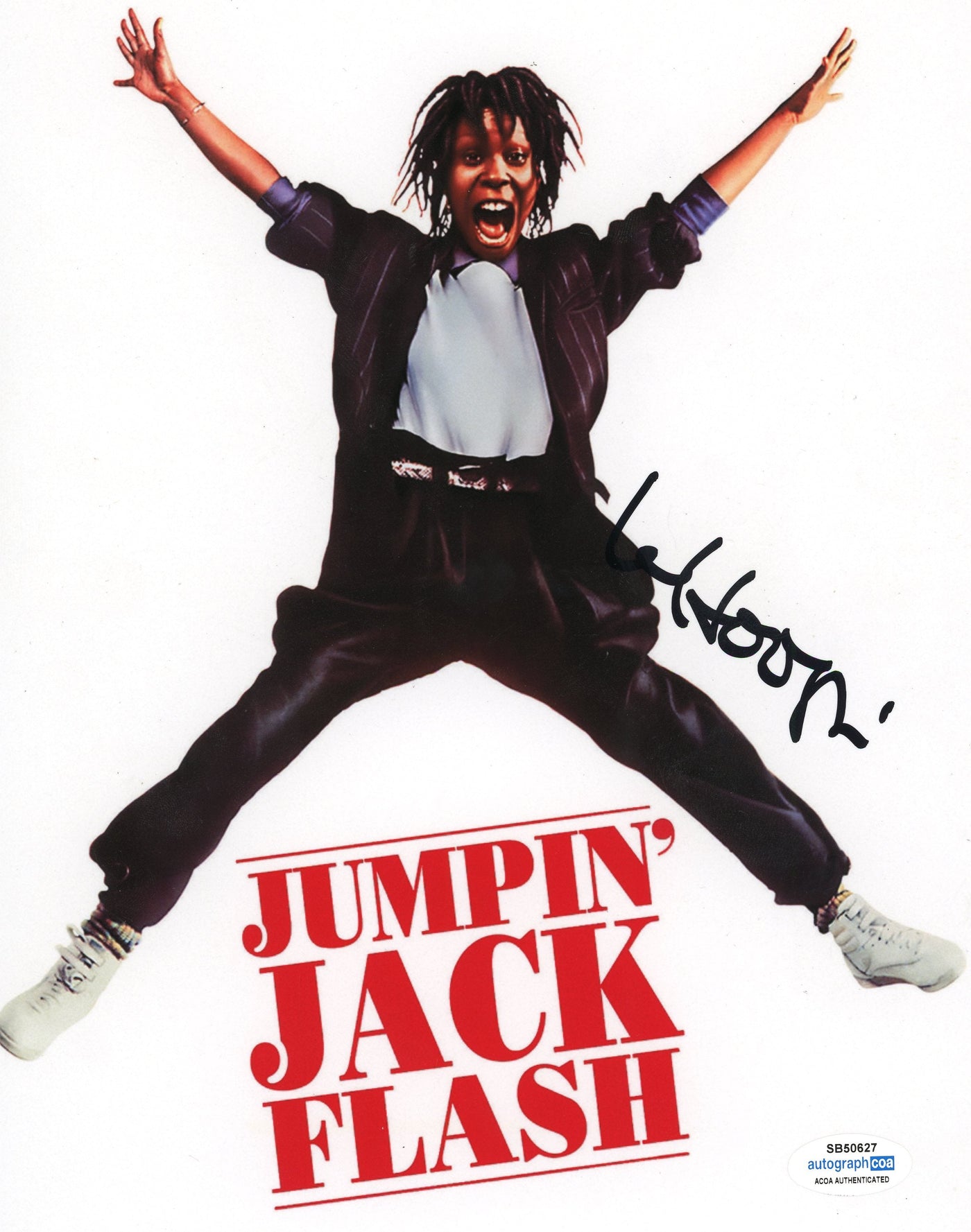 WHOOPI GOLDBERG SIGNED 8X10 PHOTO Jumpin' Jack Flash AUTOGRAPHED ACOA
