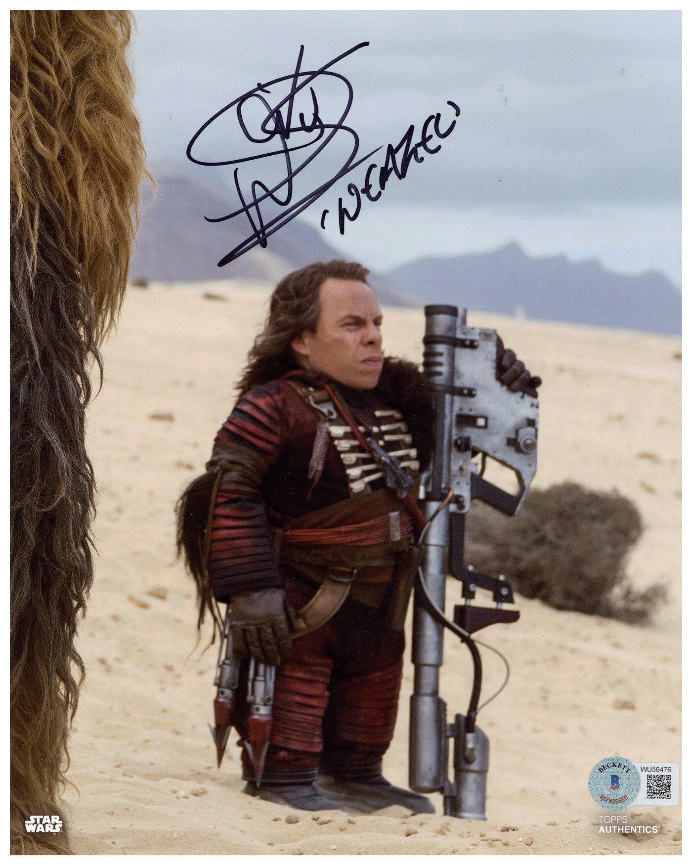 Warwick Davis Signed 8x10 Photo Star Wars Autographed TOPPS Beckett COA.