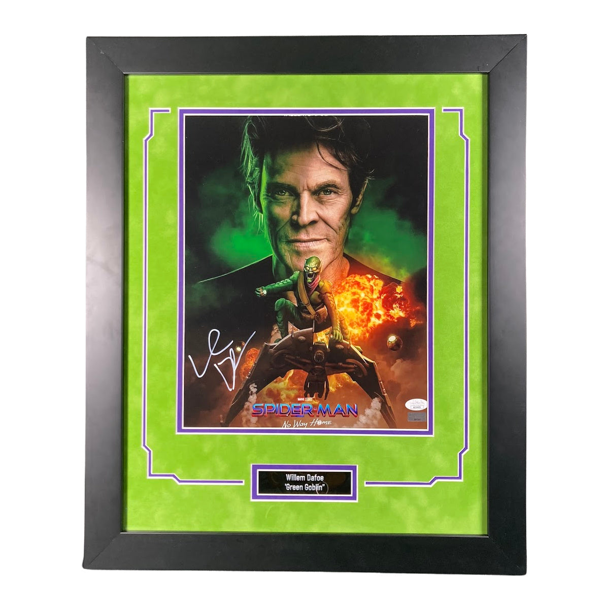 Willem Dafoe Signed Spider-Man Green Goblin Photo Framed Autographed JSA COA