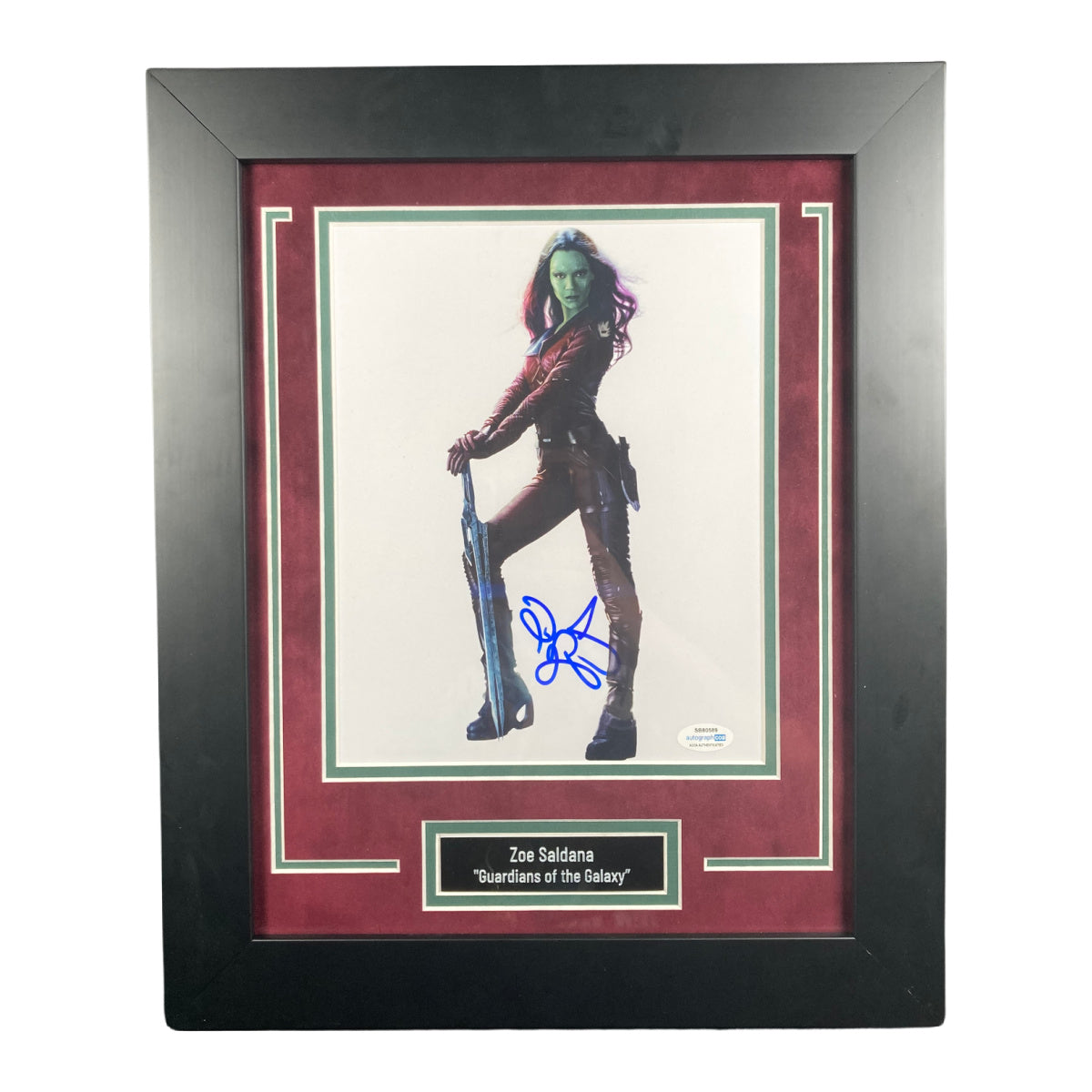 Zoe Saldana Signed 8x10 Custom Frame Marvel Guardians of the Galaxy Gamora ACOA