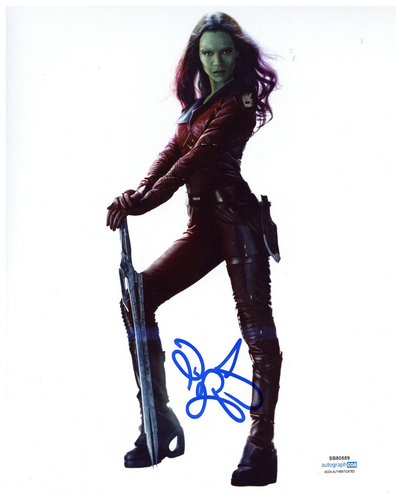 Zoe Saldana Signed 8x10 Photo Guardians of the Galaxy Gamora Autographed ACOA